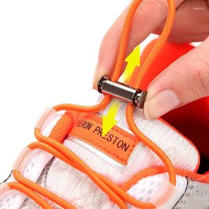 Ayakkabı Parçaları 1 Çifti Elastik Shoelaces Yuvarlak Metal Toka Kravat Yok Tacizler Çocuklar Yetişkin Hızlı Kilit Shoelace Leisure Spor Kabarcıları Tembel Dantel