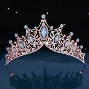 Tiaras 5 Colors Princess Queen Girls Pink Opal Crystal Tiara For Women Party Birthday Crown Hair Accessories Headwear Jewelry