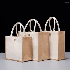 Borse da stoccaggio Tote Burlap Tote Bag Shopping di grande capacità Shopping portatile portatile Organizzazione pieghevole una borsetta unisex