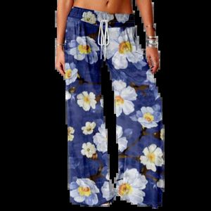 Spodnie damskie Capris Spring Retro Floral Spodnie kobiety Stylowe stylowe Y2K Strtwear szerokie nogi spodnie sprężyste talia Spodnie luźne joggery Gym odzież Y240429