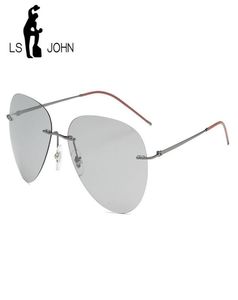 Ls John piloto piloto pochrômico polarizado óculos de sol masculino designer de marca de marca vintage ultralight sem titânio copos de sol para mulheres q01212387184