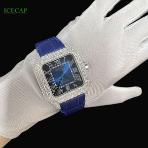 Мужские синие ремешки заманивали vvs moissanite diamond men men hip hop watch