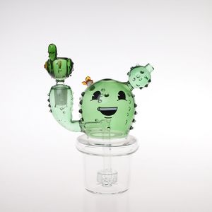 Green Cactus Model Female Mini Glass Water Dab Rig/Dabbing Rig Cactus Glass Bong with Cactus Bowl