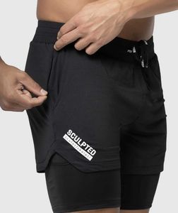 Men's Shorts Mens 2 In1 Running Shorts Bodybuilding Sweatpants Fitness Short Pants Male Practice Jogger Gym Workout Training Shorts Black J240429