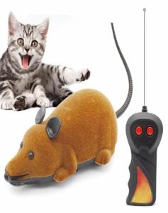 Novel Trådlös elektrisk RC Flocking Plastic Rat Möss Toy Remote Control Mouse för Pet Cat Kitten som spelar Toys2185913