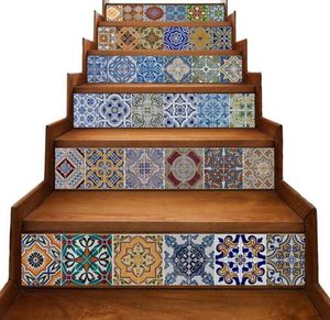 Peel and Stick Backsplash Stair Riser Decalques Diy Tile Diy Decalques de azulejos mexicanos Talavera à prova d'água Decoração de casa Decoração D1348850