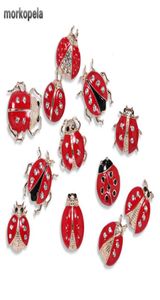 Morkopela Ladybugs Emalj krage stift liten insekt brosch stift smycken metall kvinnor män klädklipp broscher tillbehör5620562