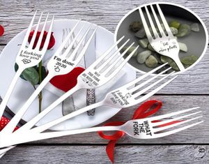 Çatallar Graved Fork Hediye Karı Karısı ve Aile Paslanmaz I Forking You Steel Mutfak Alet Mektubu Baskı 20213594810