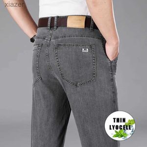 Мужские джинсы Smokey Grey Straight Jeans Men Lyocell Комфортная деловая повседневная мода мужская бренда одежда для джинсовой ткани