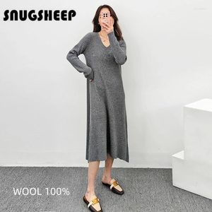 Casual Dresses Women 2024 Autumn Elegant Long Dress Wool Fashion Womens Clothes Outfits Luxury Party Sexy Clothing Woman Black