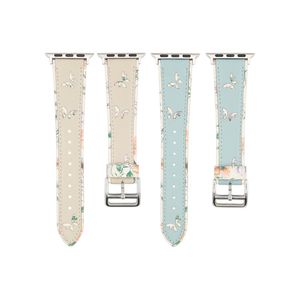 Banda in pelle floreale compatibile con Apple Watch Band Women 41/40/38mm 45/44/42/49mm (Ultra/Ultra 2) Strana di design cucitura a mano in modo gradevole a mano per la serie IWatch