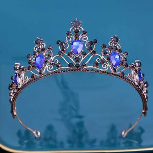 Tiaras barocche ragazze vintage di cristallo a corona gioielleria tiara da donna festa di compleanno per la festa blu blu accessori per corona nuziale