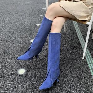Boots Ymechic Roma Split Fork Pants Knee High For Women Fashion Moda Ponto de pé de pilota