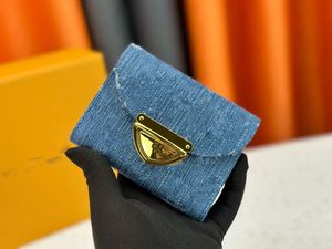 Dżinsowy projektant portfela niebieska karta kredytowa Uchwyt karty kredytowej Mężczyźni i kobiety torebka moneta zamek wewnątrz portfeli kwiatowe worki sprzęgła Wysoka jakość M82599 Clutch Worka Monety kieszeni