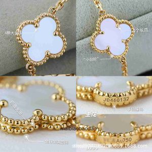 Designer Original 1to1 Vancllf Luxury Jewelry Fanjia V Gold High Version Clover Five Flower Armband Double Sided Par Thick Plated 18k