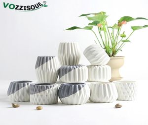 Creative Ceramic Diamond Geometric Flowerpot Simple Succulent Plant Container Green Planters Small Bonsai Pots Home Decoration 2106358359