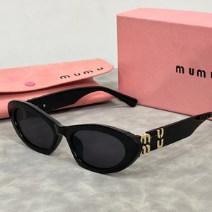 Mui Mui 선글라스 패션 안경 타원형 프레임 디자이너 선글라스 여성 반 교실 UV400 편광 렌즈 남성 레트로 안경이있는 원래 상자