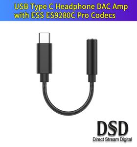 Bärbar hörlurarförstärkare HPA USB Type C DAC Codecs ES9280C Pro O Jack DSD Hard Decode HiFi amp för Samsung Xiaomi Huawei4444524