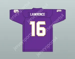 Niestandardowy numer nazwy Męsość młodzież/Kidstrevor Lawrence 16 Cartersville High School Hurricanes Purple Football Jersey 4 Szygowane S-6xl