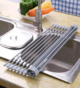 Roll Up Dish Drying Rack Over Sink Multipurpose Silicone Dish Drying Mat Extra Large Gray Y2004299832753