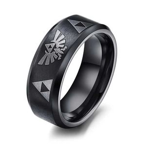 Полосы колец Zeldas Triforce Triangle Symbol Ring Mens 316L из нержавеющей стали Ролевая игра для вечеринки Q240429