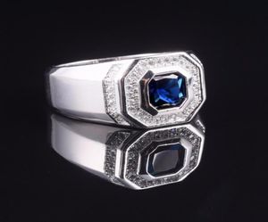 Tamanho 8910111213 Men039S Luxo 925 Soldando a safira azul prateada anéis de noivado anel de bela de casamento Jóias Jewelry Boys J19070770662344437512