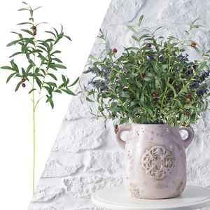 Flores decorativas 6 galhos de oliva longa árvore de haste artificial frutas folhas de seda decoração para capa de jardim em casa