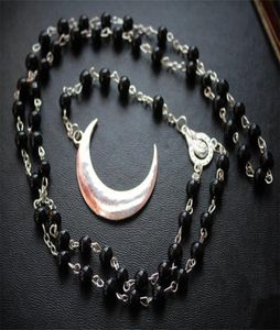 Hänghalsband långa gotiska halvmåne månen pentagram halsband