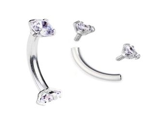 Tragus küpe dahili olarak iplik kübik zirkon paslanmaz çelik kavisli kavisli barbell piercing kaş yüzüğü gövdesi mücevher4391904