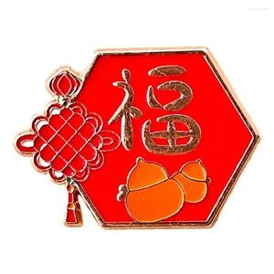Broches do estilo chinês Ano Broche Pin Rich Luck 2024 Blessing Celebration Cartoon Spring Festival