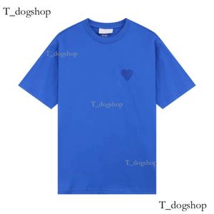 Camiseta de camiseta camiseta de moda amis camiseta nova mesma cor love amor bordado macaron masculino feminino casual algodão curto curto verão solto confortável 383