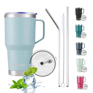 Tumbler with Straw leakproof Lid Stainless Steel 900ml Vacuum Insulated Car Mug Double Wall Thermal Iced Travel Cup for Office 240422