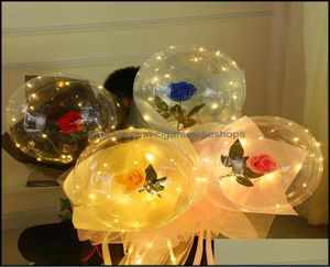 Party Decoration Event Supplies Festive Home Garden Valentines Day Flashing Light Rose Bouquet Led Balloons Luminous Bobo Ball B6262213