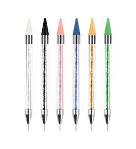 TAMAX 1PC Dualed Nail Doting Pen Crystal Peads Handle Rhinestone Studs Picker Wax Pencil Manicure Glitter Powder Nail Art Too5536357
