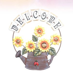 Decorative Flowers Metal Clothes Hanger Welcome Hanging Ornament Wall Iron Craft Sunflower Pendant Indoor