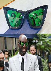 Okulary przeciwsłoneczne Najnowsze Milan Catwalk Mens Cat Oko ostre narożne czarna rama zielona soczewka z symbolem trend mody Z261W Męskie okulary Z2614768287