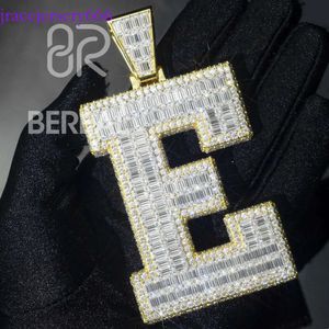 Custom Initial Letter A~z Name Hip Hop Sier Vvs Baguette Moissanite Men Jewelry Iced Out Charm Necklace Pendant
