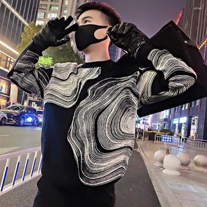 Men's Sweaters 2024 Men Autumn Winter Round Neck Loose Pullovers Male Contrast Color Sweater Tops Long Sleeve Knitted Jumpers I805