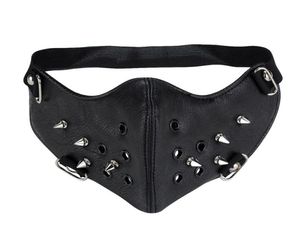 Black Steampunk Punk Maske Unisex Rock Biker Gothic PU Leder Rivet Halfface Maske Masquerade für Cosplay -Partyzubehör9925518