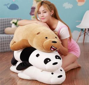 5090cm Cartoon We Bare Bears Lying Stuffed Grizzly Gray White Bear Panda Plush Toys Children Kawaii Doll For Kids Gift Q1906062618082433