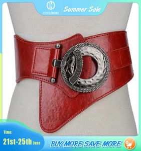 Женщины моды Wide Elastic Elastic Stretch Belt Women039s Girdlestrap ремни для женщин Cinturon Mujer Cummerbund Strap LB029 Q3686313