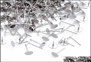 Other Jewelry Findings Components 500Pcs 4 5 6 8Mm Stainless Steel Blank Post Earring Stud Base Pins Cabochon Cameo Settings Flat 6831046