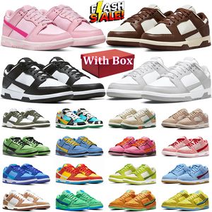 with box panda sneakers shoes for men women white black triple pink olive hyper royal racer blue gai mens trainer