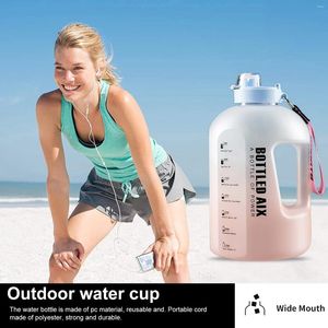 Water Bottles Extra Large Capacity Bottle Gradient Color Time Marker Designed Cup