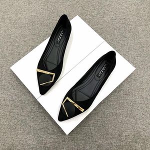 Casual Shoes 2024 Autumn Pointed Toe Soft Shallow Flock Loafers Women Ballet Flats andas Slip On Flat Work Moccasins Dress