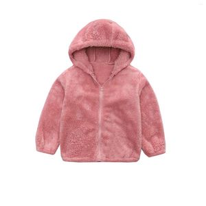 Giacche 4-16 anni Autunno inverno ragazzi e ragazze cappotto flanella bambini con cerniera con cerniera con cappuccio con cappuccio per bambini abiti termici