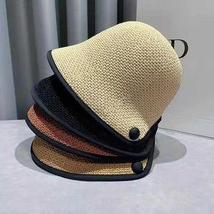 Breda randen hattar hink hattar nya kvinnor svartvitt solid hink hatt bob cs hip hop gorros kvinnor sommar panama c strand solsken fiske boonie hatt kvinnor c j240429