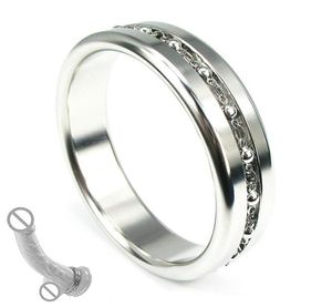 Cockring de aço inoxidável com laço Chain Penis Scrotum Bangdage Ring Ejeção Atraso para homens Toy sexo 9500208