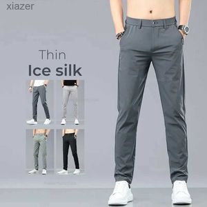 Men's Jeans Summer Stretch Thin Pants for Men Business Solid Color Slim Straight Casual Formal Work Clothes Trousers Male 28-38WX