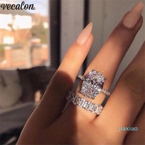 Vecalon Classic 925 Sterling Silver Ring Set Oval Cut 3Ct Diamond CZ Engagement Wedding Band Rings for Women Bridal Bijoux7974416